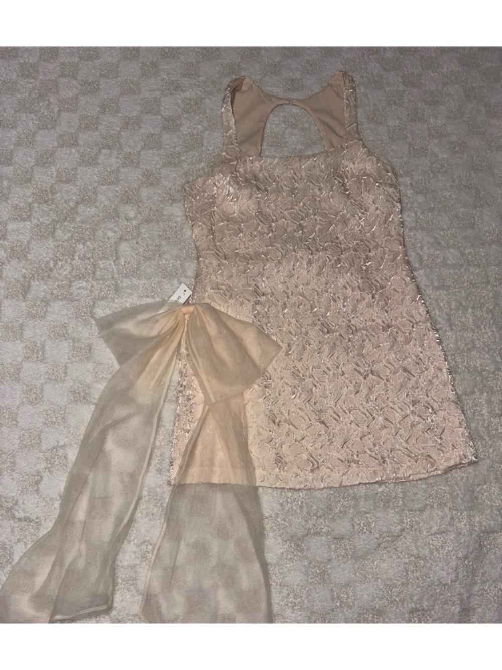 Frosted For Love & Lemons Organza Mini Dress in Cream Size Medium